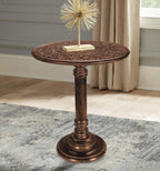 The Wooden Town Hand-Carved Wooden End Table, Solid Wood Side Table for Living Room & Bedroom, Rustic Accent Table with Burnt Finish, 18 x 22 Inch