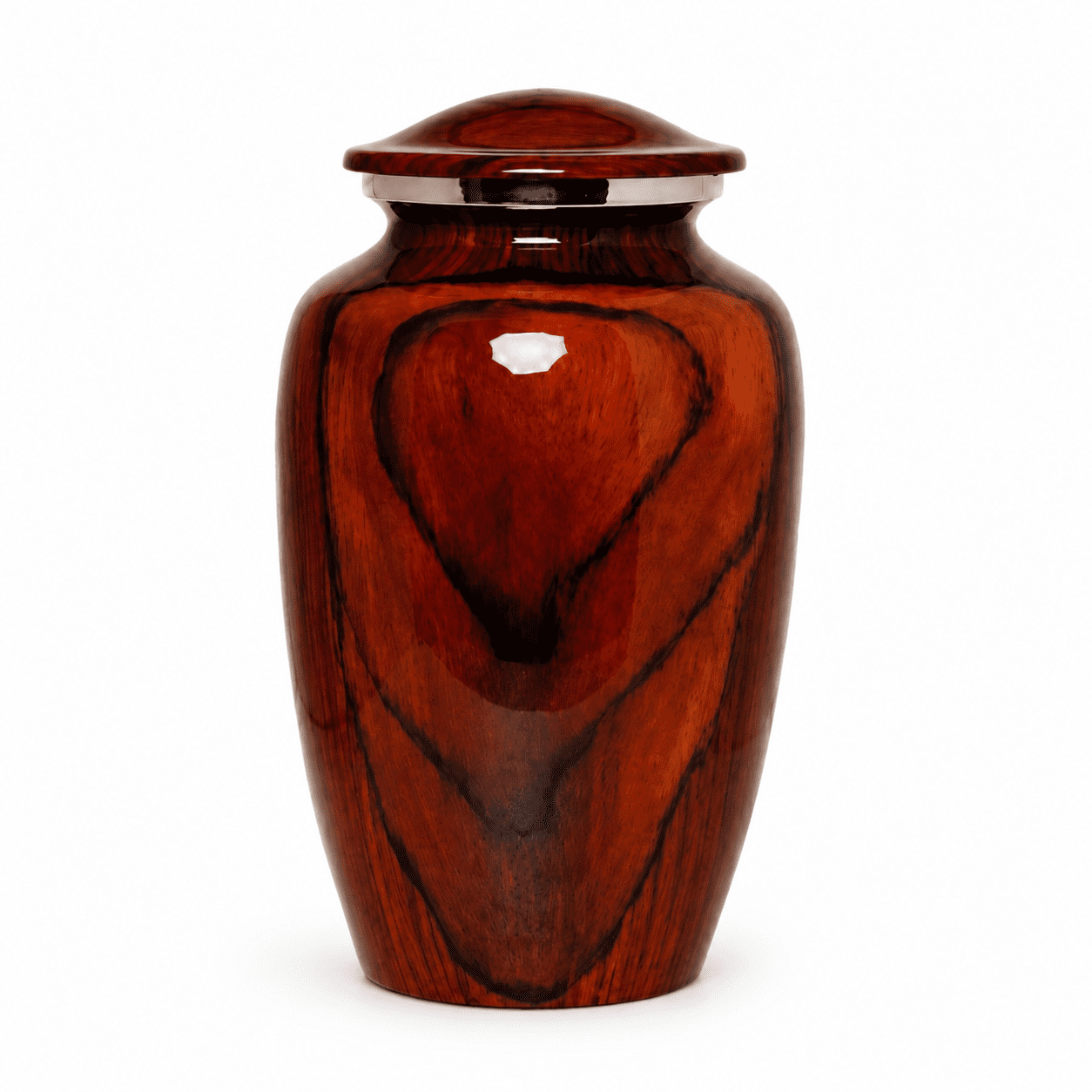 Wood Forest Natural Finish Cremation Urn for Adult Remains – Wooden Look Metal Urn, 10” x 6”