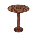 The Wooden Town Handcrafted Round Coffee Table, Solid Wood End Table for Living Room, Small Accent Side Table with Pillar Joint Design, Natural Finish, 18 x 21.5 Inch