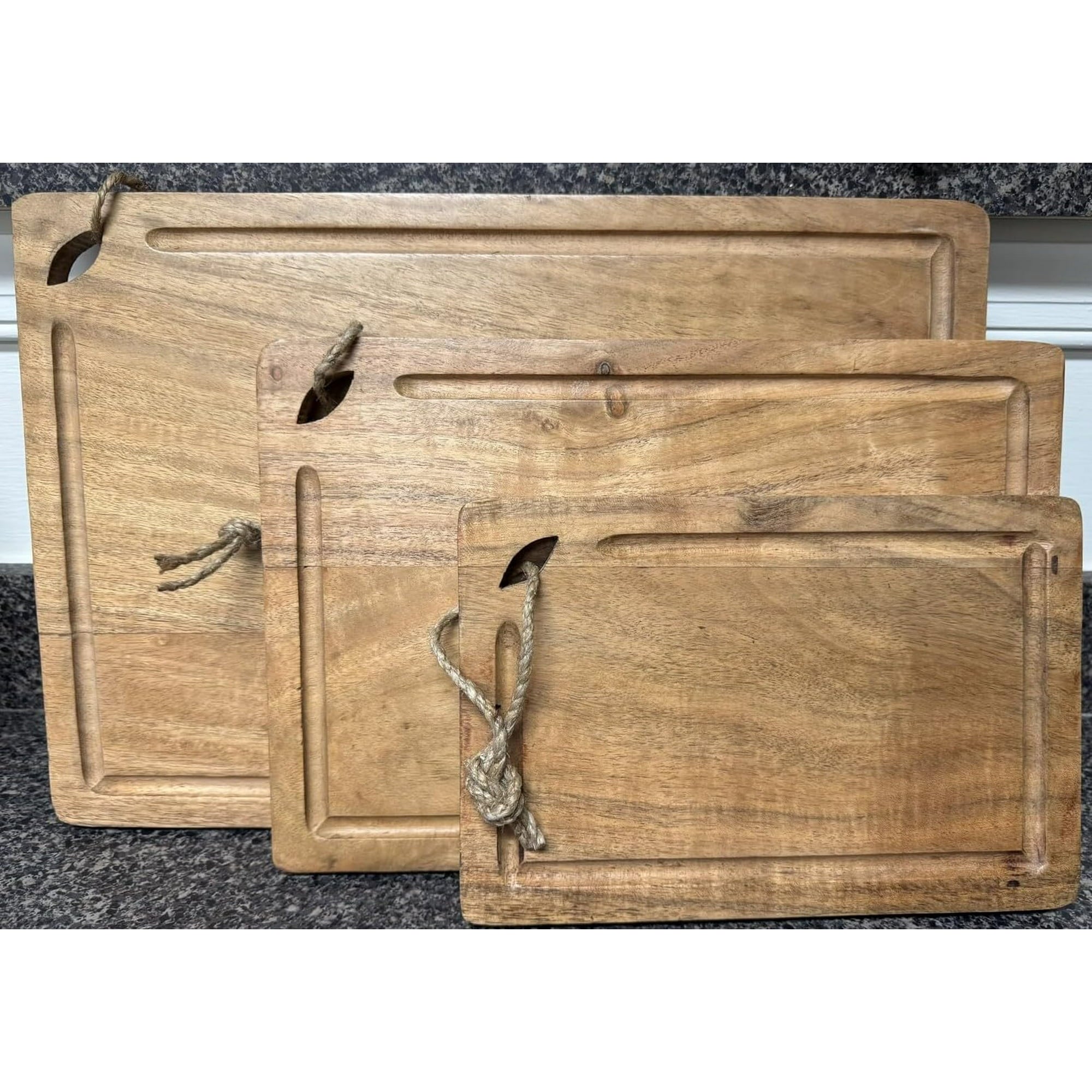 Acacia Wood Cutting Board Set of 3 – Natural Solid Wood Chopping & Serving Boards