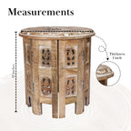 Versatile Octagonal Wooden Side Table, Rustic White Wash Accent Table, 12 x 12 Inch