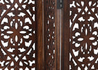 The Wooden Town Freestanding Dog Gate, Foldable 4-Panel Indoor Pet Gate, Hand-Carved Solid Wood & MDF, Burnt Finish, 56" W x 28" H