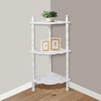 The Wooden Town Corner Shelf Stand, 4-Tier Wooden Corner Bookcase for Small Spaces, Bathroom Storage Shelf, Home Office Display Rack, Antique White, 14.5 x 14.5 x 40 Inch