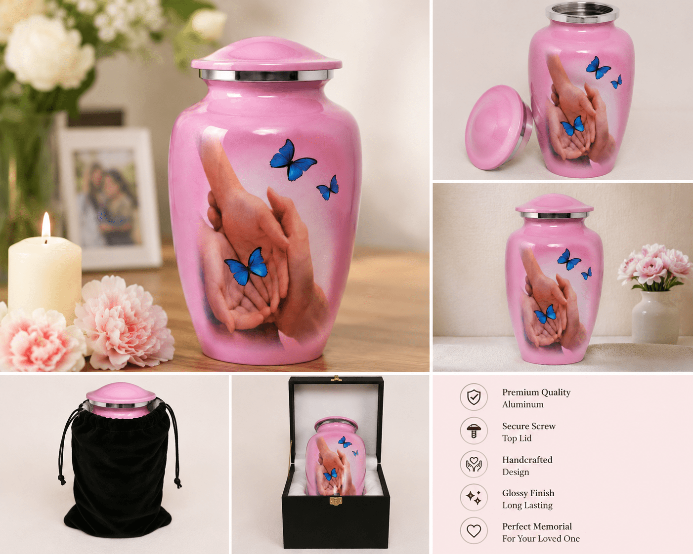 Butterfly Metal Cremation Urn for Adult Human Ashes – 10 Inch