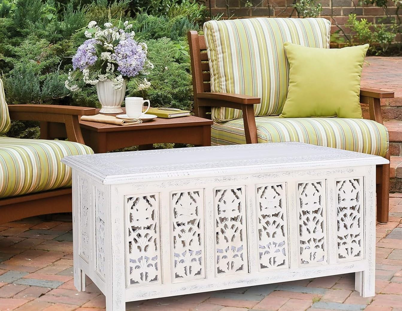 Rectangular Wooden Coffee Table, White Finish Modern Center Table, 36 x 18 Inch