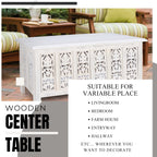 Rectangular Wooden Coffee Table, White Finish Modern Center Table, 36 x 18 Inch