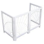 The Wooden Town Foldable Indoor Dog Gate, 4-Panel Freestanding Pet Gate with Sunshine Pattern, White Finish, 72" W x 18" H