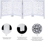 The Wooden Town Freestanding Dog Gate, Foldable 4-Panel Wooden Pet Gate for Doorways, Hallways & Stairs, Antique White, 72" W x 24" H